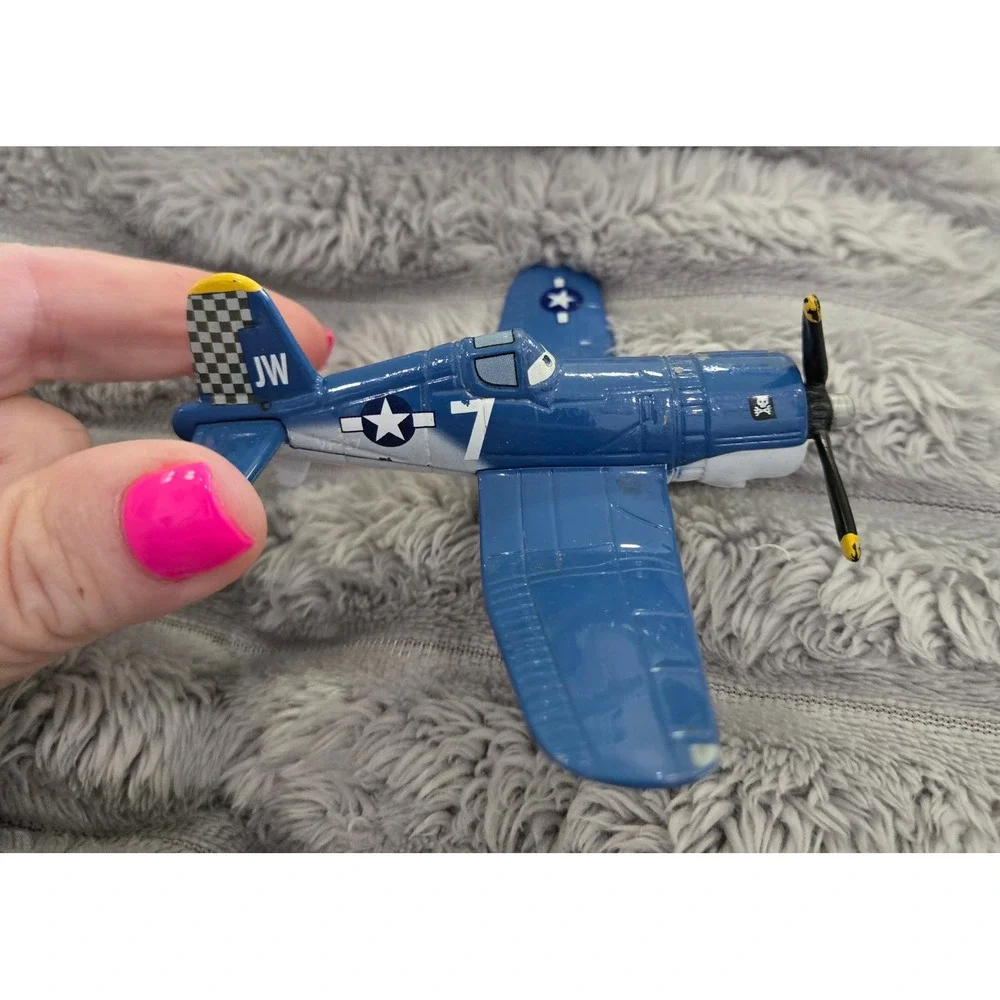 Disney Planes Skipper Riley Diecast Metal Toy Airplane Mattel Blue Navy Corsair